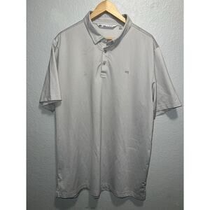 Travis Mathew Polo Shirt Mens Large Gray Plaid Performance Stretch Golf